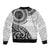 New Zealand White Maori Koru Simple Style Sleeve Zip Bomber Jacket