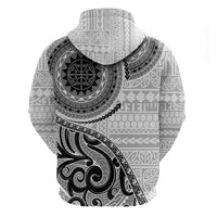 New Zealand White Maori Koru Simple Style Zip Hoodie LT05 - Polynesian Pride