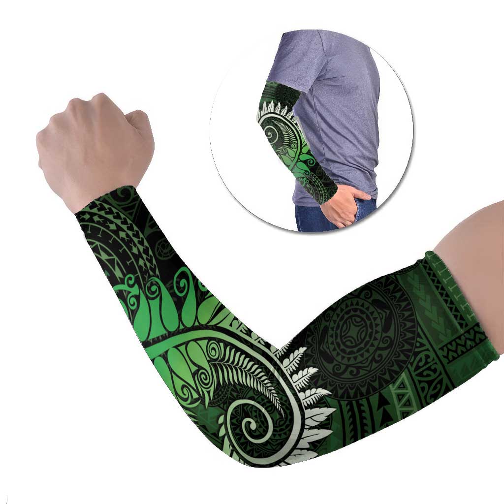 New Zealand Maori Koru Fern Arm Sleeves Spiral Polynesian Style Green - Polynesian Pride