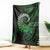 New Zealand Maori Koru Fern Blanket Spiral Polynesian Style Green