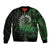 New Zealand Maori Koru Fern Bomber Jacket Spiral Polynesian Style Green