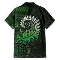 New Zealand Maori Koru Fern Family Matching Long Sleeve Bodycon Dress and Hawaiian Shirt Spiral Polynesian Style Green LT05 - Polynesian Pride