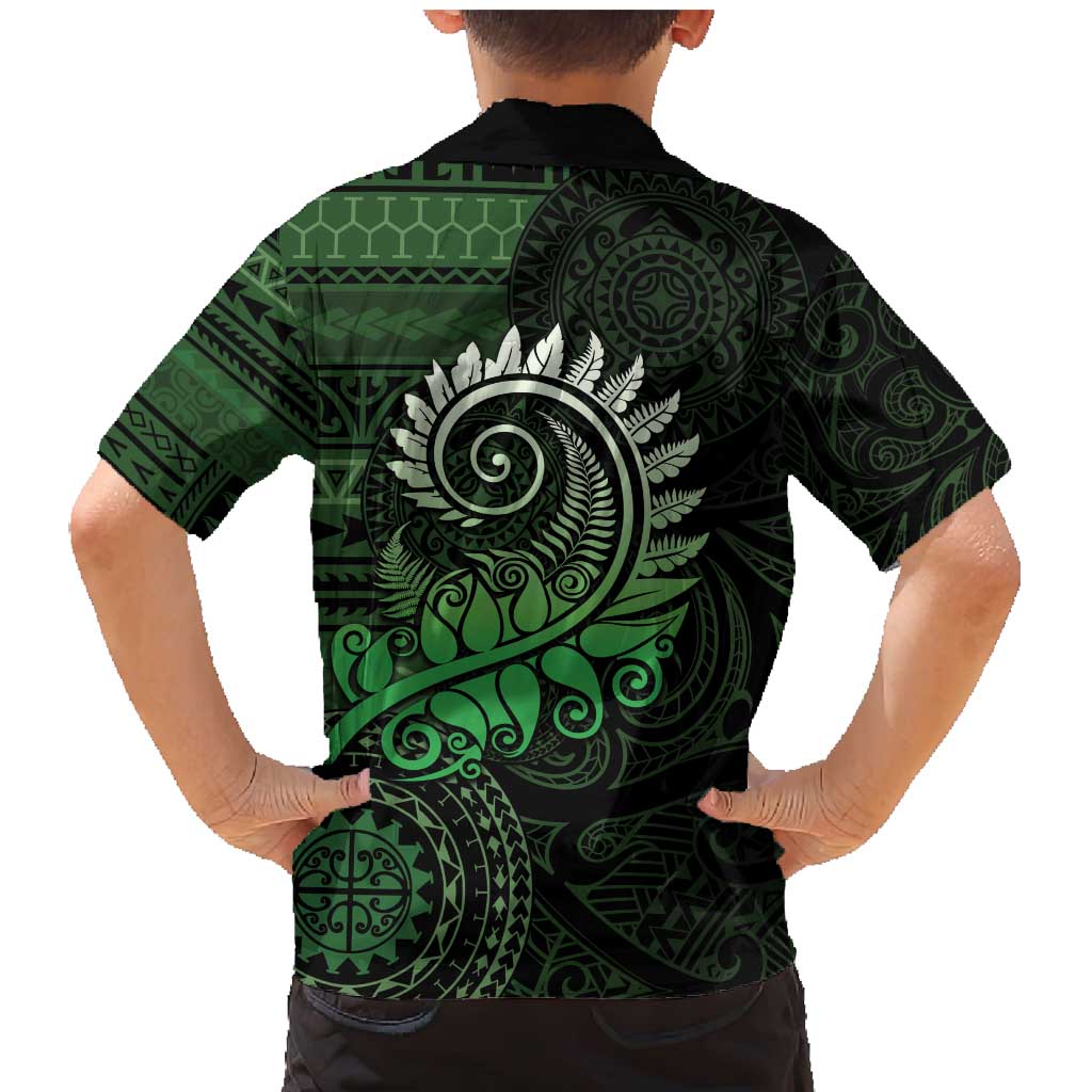 New Zealand Maori Koru Fern Family Matching Mermaid Dress and Hawaiian Shirt Spiral Polynesian Style Green LT05 - Polynesian Pride