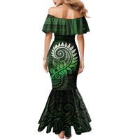 New Zealand Maori Koru Fern Family Matching Mermaid Dress and Hawaiian Shirt Spiral Polynesian Style Green LT05 - Polynesian Pride