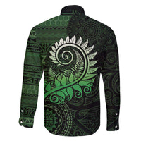 New Zealand Maori Koru Fern Family Matching Off Shoulder Short Dress and Hawaiian Shirt Spiral Polynesian Style Green