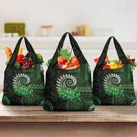 New Zealand Maori Koru Fern Grocery Bag Spiral Polynesian Style Green