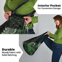 New Zealand Maori Koru Fern Grocery Bag Spiral Polynesian Style Green