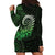 New Zealand Maori Koru Fern Hoodie Dress Spiral Polynesian Style Green