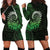 New Zealand Maori Koru Fern Hoodie Dress Spiral Polynesian Style Green