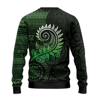 New Zealand Maori Koru Fern Ugly Christmas Sweater Spiral Polynesian Style Green