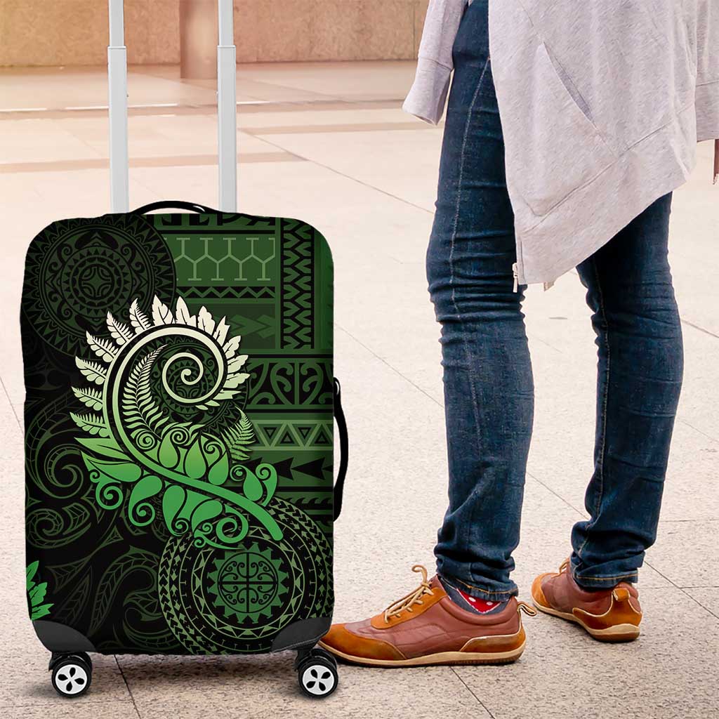 New Zealand Maori Koru Fern Luggage Cover Spiral Polynesian Style Green