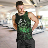 New Zealand Maori Koru Fern Men Tank Top Spiral Polynesian Style Green