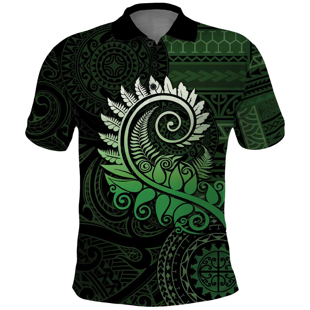 New Zealand Maori Koru Fern Polo Shirt Spiral Polynesian Style Green LT05 Green - Polynesian Pride