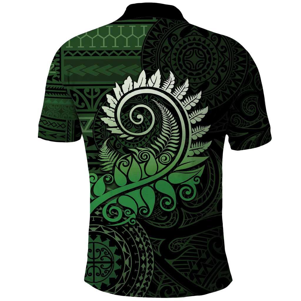New Zealand Maori Koru Fern Polo Shirt Spiral Polynesian Style Green LT05 - Polynesian Pride