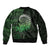 New Zealand Maori Koru Fern Sleeve Zip Bomber Jacket Spiral Polynesian Style Green