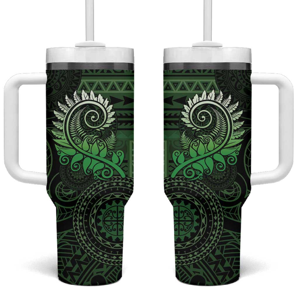 New Zealand Maori Koru Fern Tumbler With Handle Spiral Polynesian Style Green