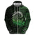 New Zealand Maori Koru Fern Zip Hoodie Spiral Polynesian Style Green
