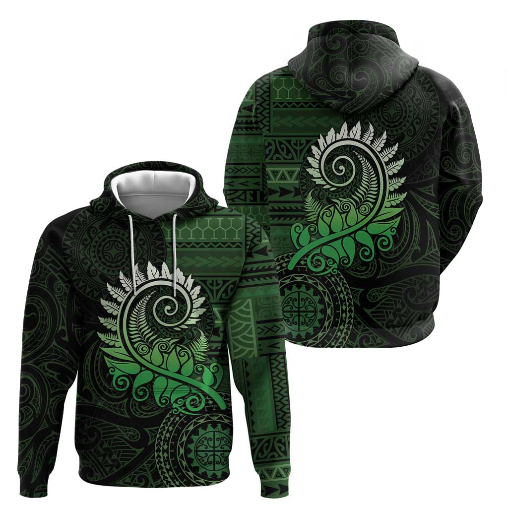 New Zealand Maori Koru Fern Zip Hoodie Spiral Polynesian Style Green LT05 - Polynesian Pride