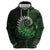 New Zealand Maori Koru Fern Zip Hoodie Spiral Polynesian Style Green