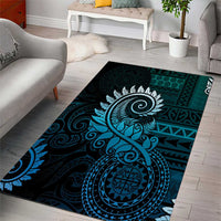 New Zealand Maori Koru Fern Area Rug Spiral Polynesian Style Aqua Gradient
