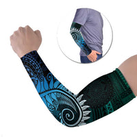 New Zealand Maori Koru Fern Arm Sleeves Spiral Polynesian Style Aqua Gradient - Polynesian Pride