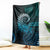 New Zealand Maori Koru Fern Blanket Spiral Polynesian Style Aqua Gradient