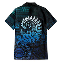New Zealand Maori Koru Fern Family Matching Long Sleeve Bodycon Dress and Hawaiian Shirt Spiral Polynesian Style Aqua Gradient LT05 - Polynesian Pride