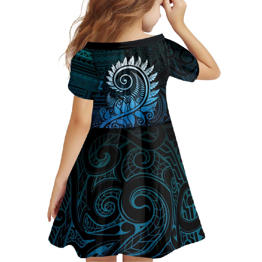 New Zealand Maori Koru Fern Family Matching Mermaid Dress and Hawaiian Shirt Spiral Polynesian Style Aqua Gradient LT05 - Polynesian Pride
