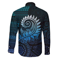 New Zealand Maori Koru Fern Family Matching Mermaid Dress and Hawaiian Shirt Spiral Polynesian Style Aqua Gradient LT05 - Polynesian Pride