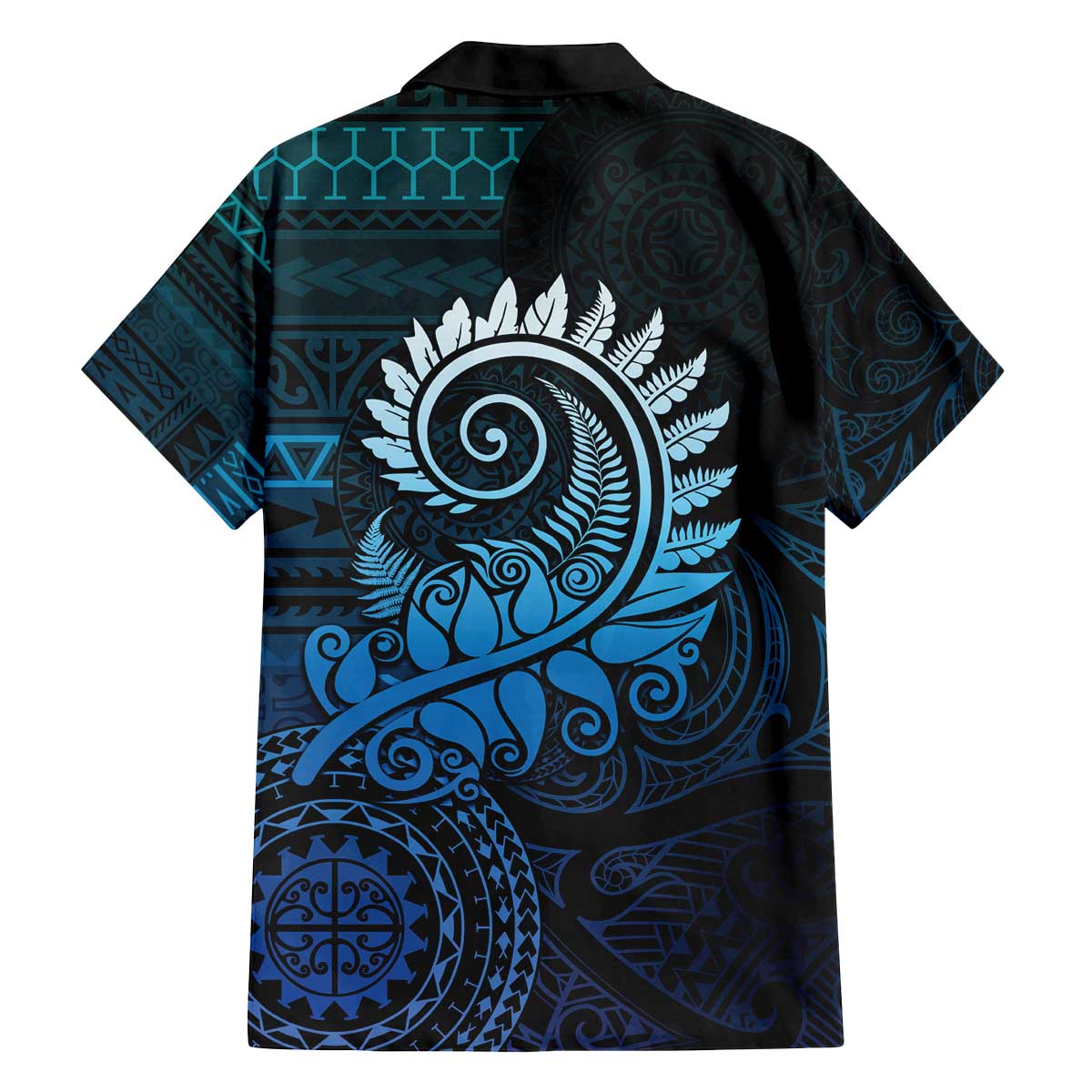 New Zealand Maori Koru Fern Family Matching Puletasi and Hawaiian Shirt Spiral Polynesian Style Aqua Gradient LT05 - Polynesian Pride