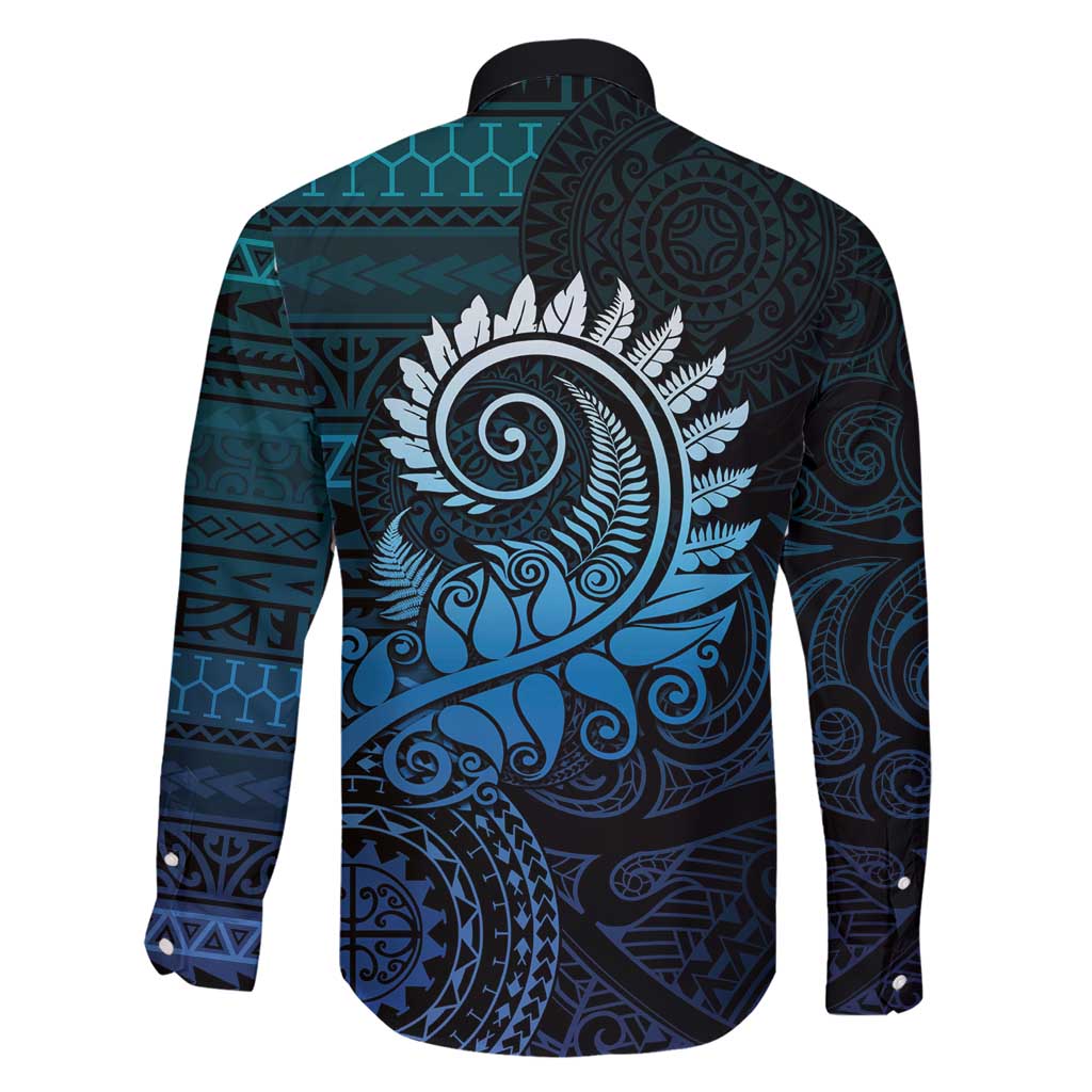 New Zealand Maori Koru Fern Family Matching Short Sleeve Bodycon Dress and Hawaiian Shirt Spiral Polynesian Style Aqua Gradient LT05 - Polynesian Pride