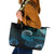 New Zealand Maori Koru Fern Leather Tote Bag Spiral Polynesian Style Aqua Gradient