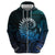 New Zealand Maori Koru Fern Zip Hoodie Spiral Polynesian Style Aqua Gradient