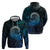 New Zealand Maori Koru Fern Zip Hoodie Spiral Polynesian Style Aqua Gradient