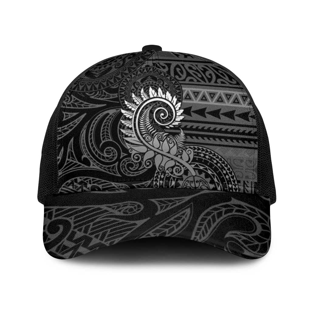 New Zealand Maori Koru Fern Baseball Net Cap Spiral Polynesian Style Gray - Polynesian Pride