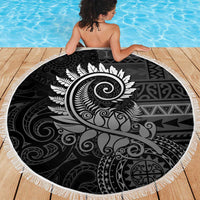 New Zealand Maori Koru Fern Beach Blanket Spiral Polynesian Style Gray
