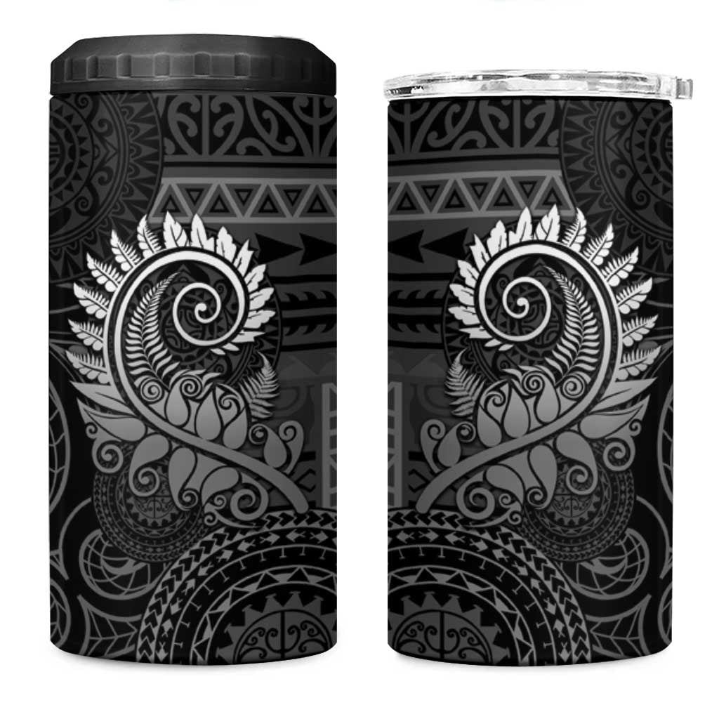 New Zealand Maori Koru Fern 4 in 1 Can Cooler Tumbler Spiral Polynesian Style Gray LT05 One Size: 16 oz Gray - Polynesian Pride