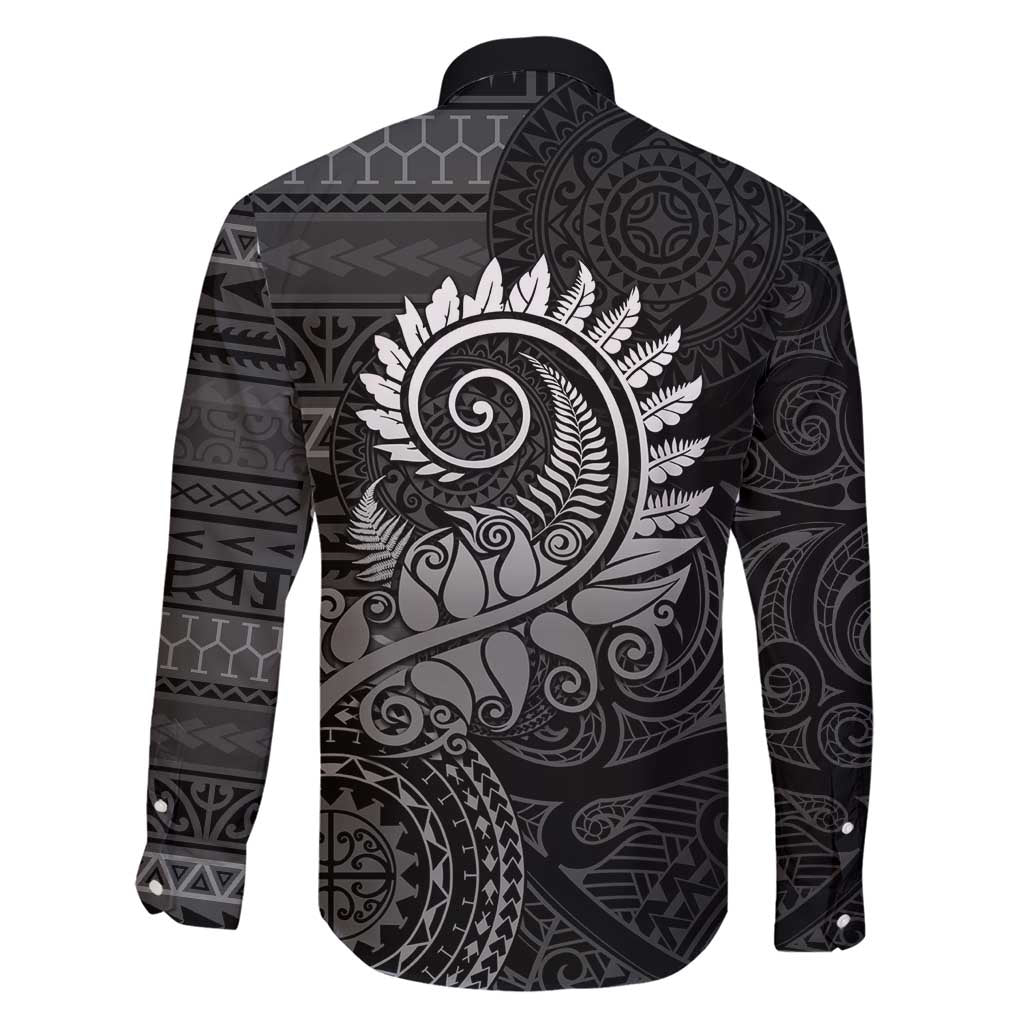 New Zealand Maori Koru Fern Family Matching Short Sleeve Bodycon Dress and Hawaiian Shirt Spiral Polynesian Style Gray LT05 - Polynesian Pride