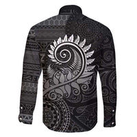 New Zealand Maori Koru Fern Family Matching Short Sleeve Bodycon Dress and Hawaiian Shirt Spiral Polynesian Style Gray LT05 - Polynesian Pride