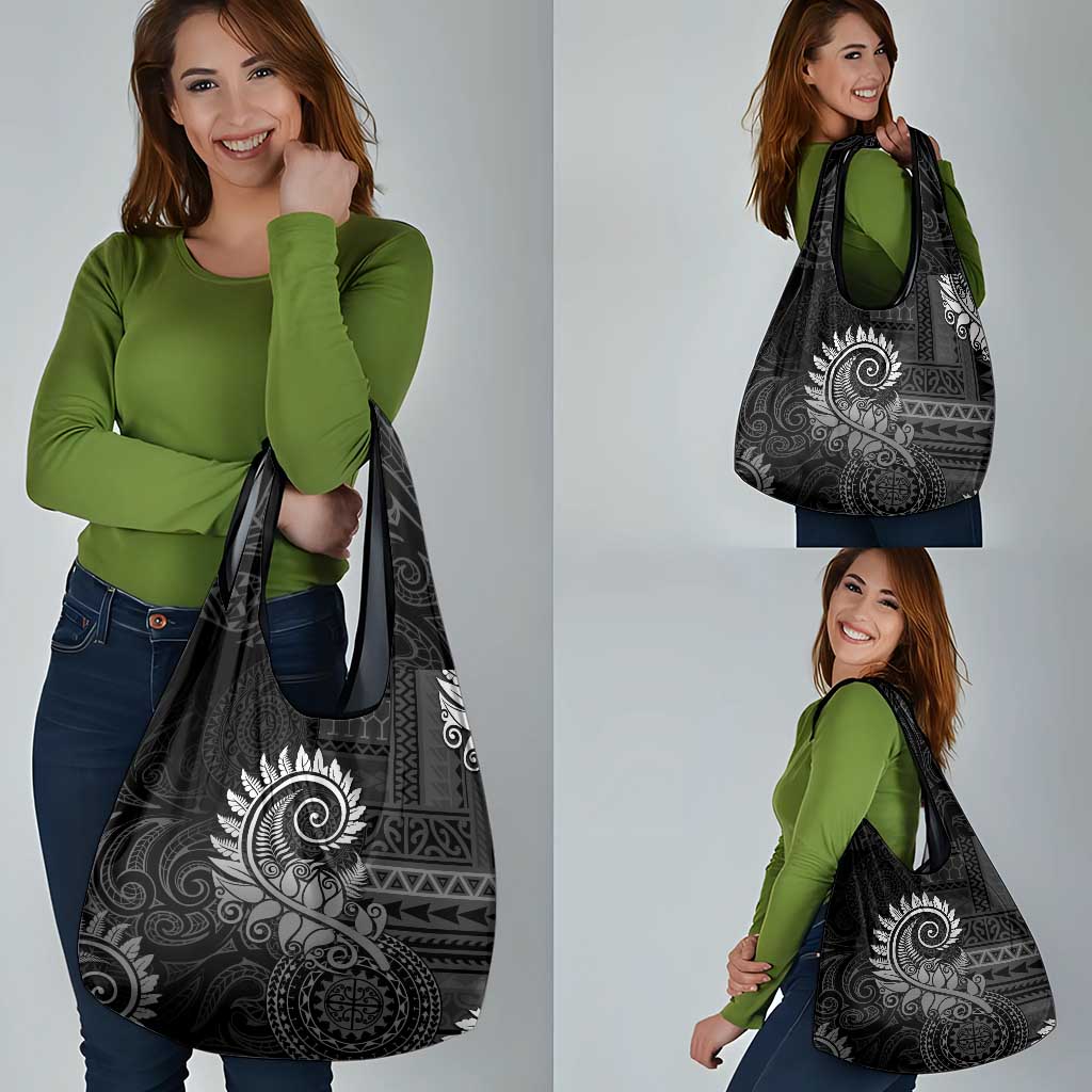 New Zealand Maori Koru Fern Grocery Bag Spiral Polynesian Style Gray