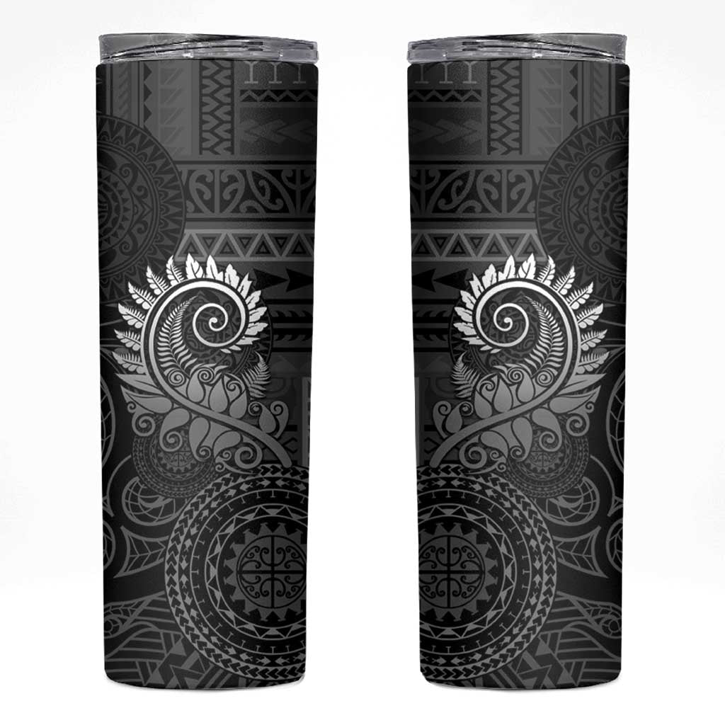 New Zealand Maori Koru Fern Skinny Tumbler Spiral Polynesian Style Gray