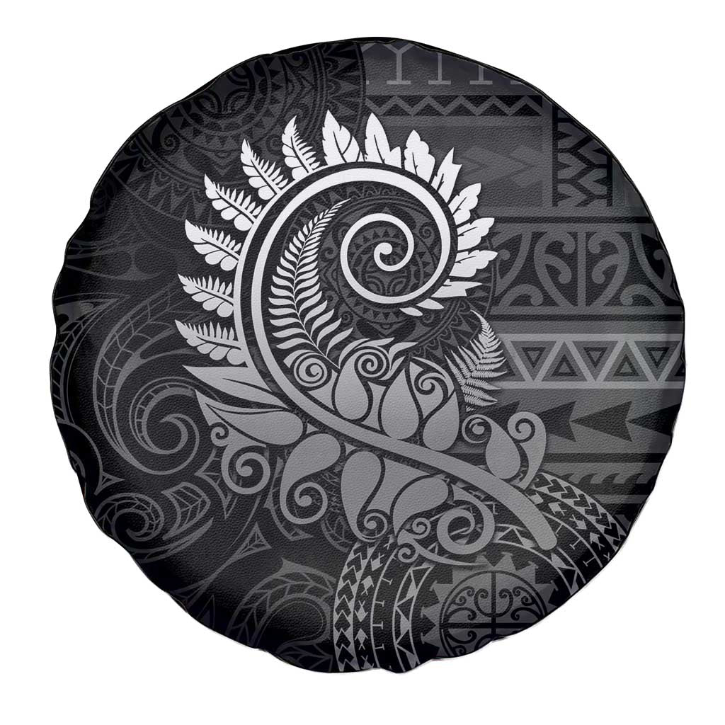 New Zealand Maori Koru Fern Spare Tire Cover Spiral Polynesian Style Gray