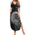 New Zealand Maori Koru Fern Summer Maxi Dress Spiral Polynesian Style Gray