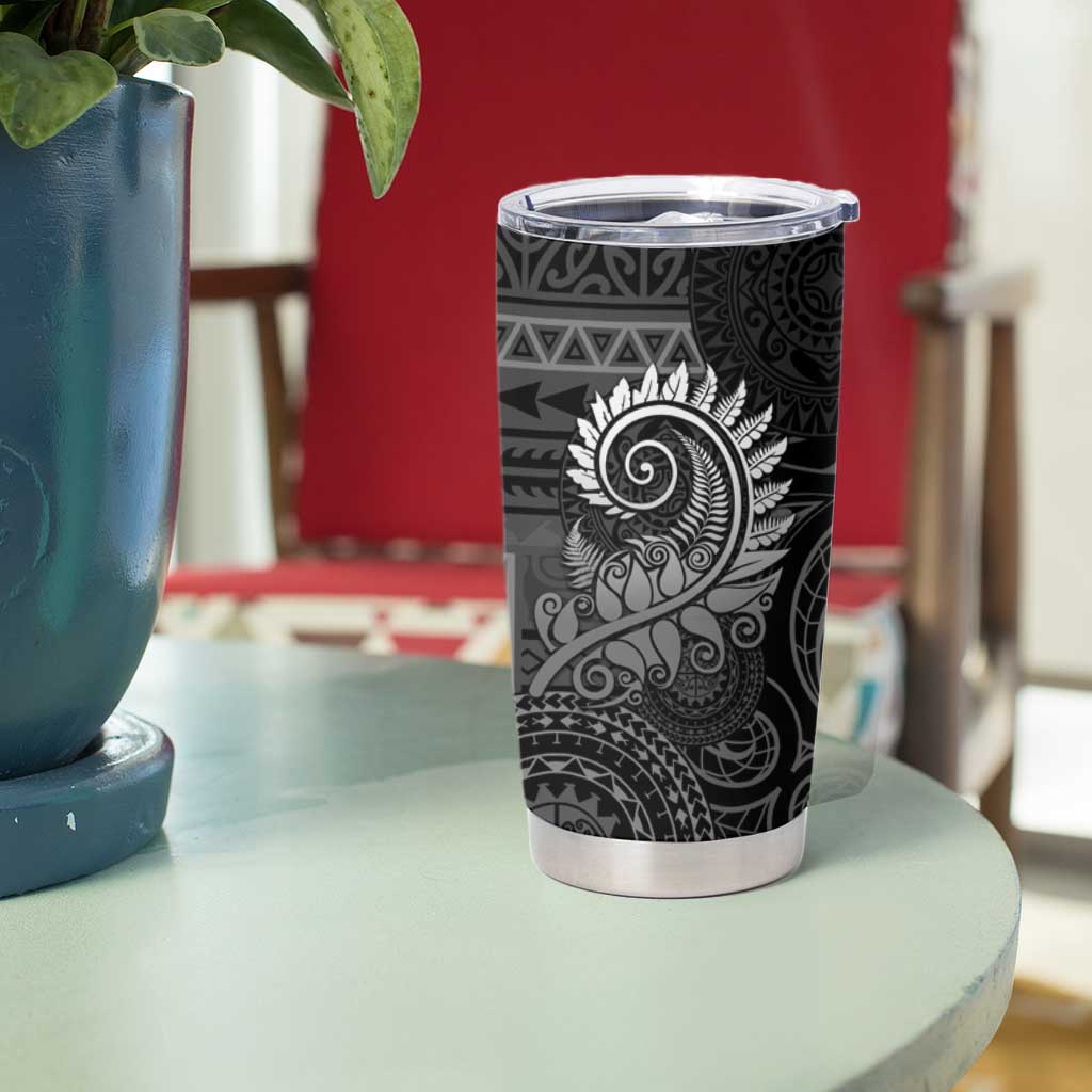 New Zealand Maori Koru Fern Tumbler Cup Spiral Polynesian Style Gray