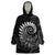 New Zealand Maori Koru Fern Wearable Blanket Hoodie Spiral Polynesian Style Gray