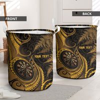 Personalised New Zealand Gold Darts Laundry Basket Maori Fern Curve Style