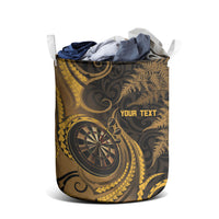 Personalised New Zealand Gold Darts Laundry Basket Maori Fern Curve Style