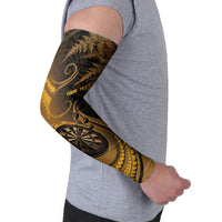 Personalised New Zealand Gold Darts Arm Sleeves Maori Fern Curve Style