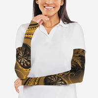 Personalised New Zealand Gold Darts Arm Sleeves Maori Fern Curve Style
