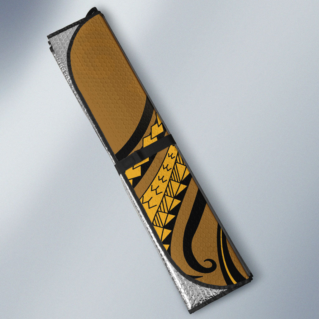 Personalised New Zealand Gold Darts Auto Sun Shade Maori Fern Curve Style